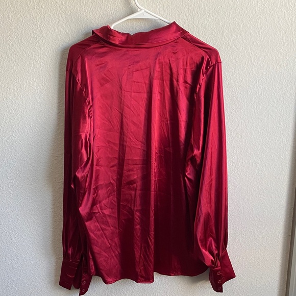 Women’s Chic Good Time Red Button Down Shirt - Picture 8 of 14